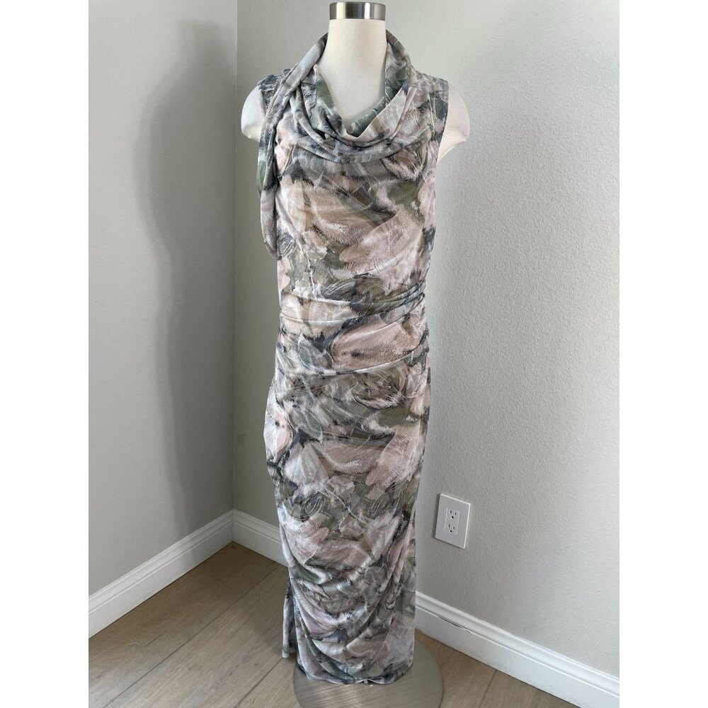 Misha Womens Plus XXL Breslin Mesh Maxi Dress‎ Sleeveless Cowl Neck